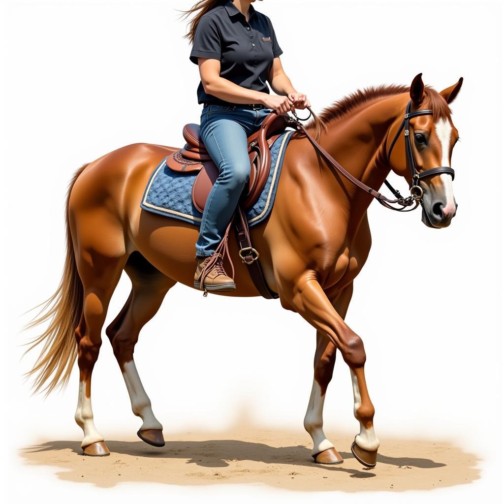 Horse rider correctly using spurs