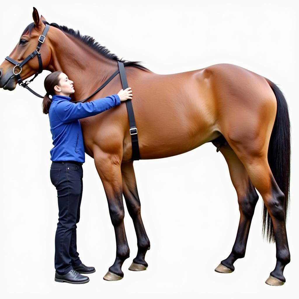 Horse Safely Cross-Tied for Grooming