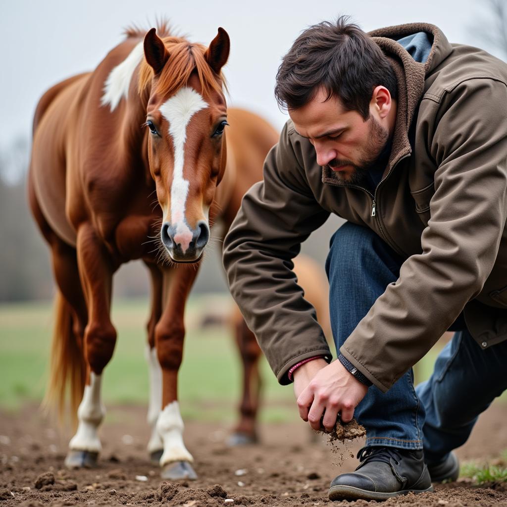 Anxious Horse During Farrier Visit