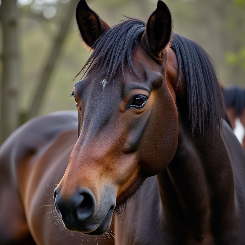 Horse showing signs of potential liver problems like dull coat and lethargy