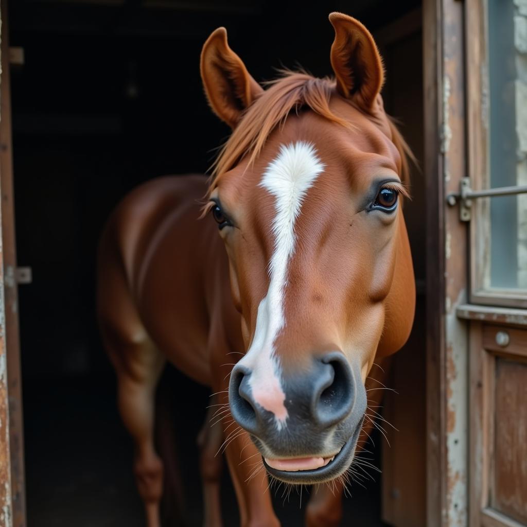 Horse Showing Signs of Distress