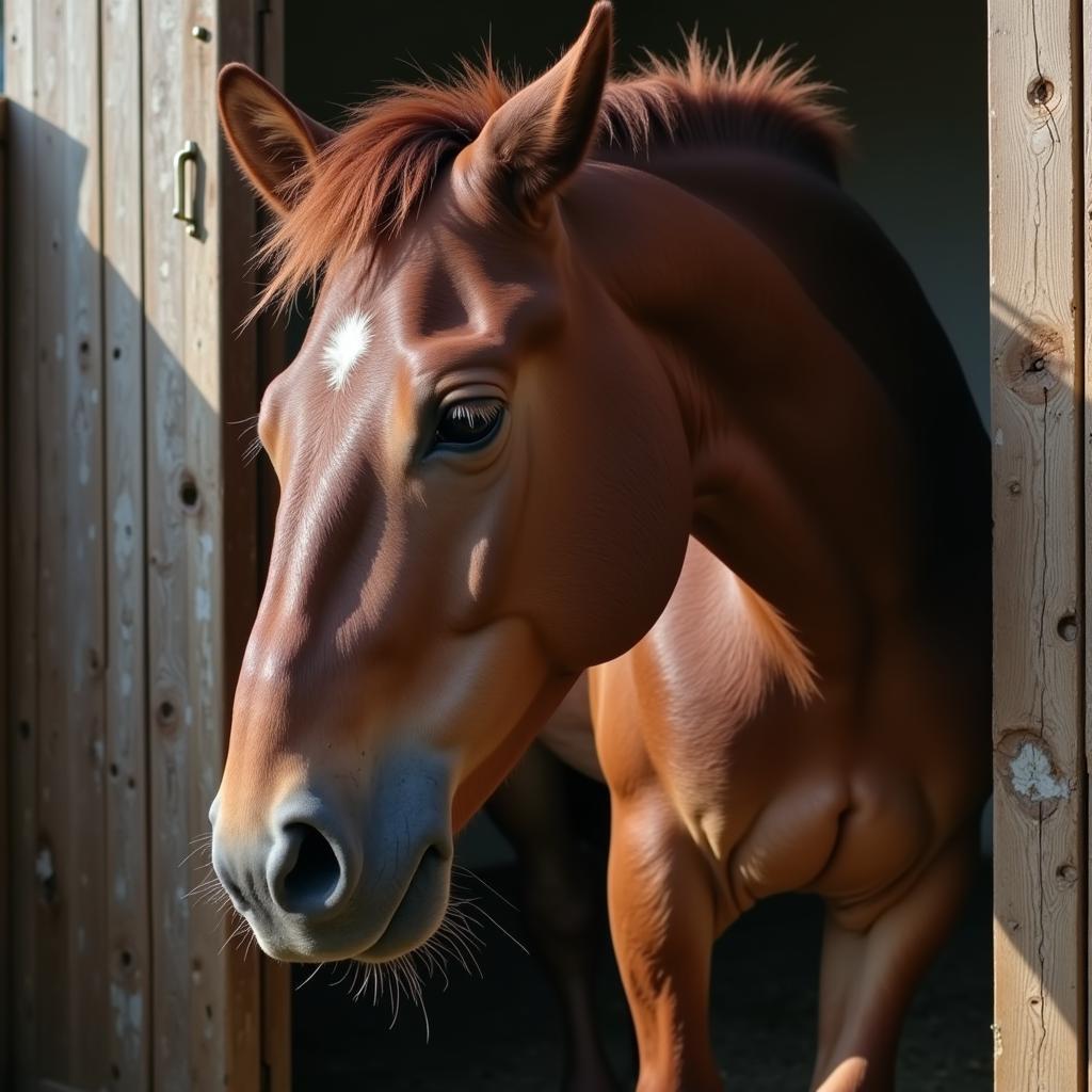 Horse Showing Signs of Distress After Abuse