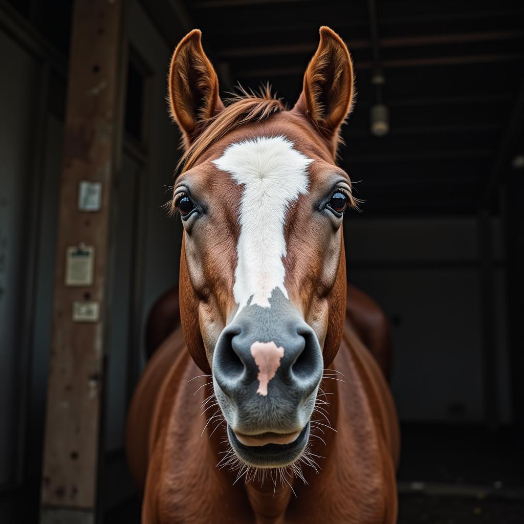 Horse Showing Signs of Distress and Abuse