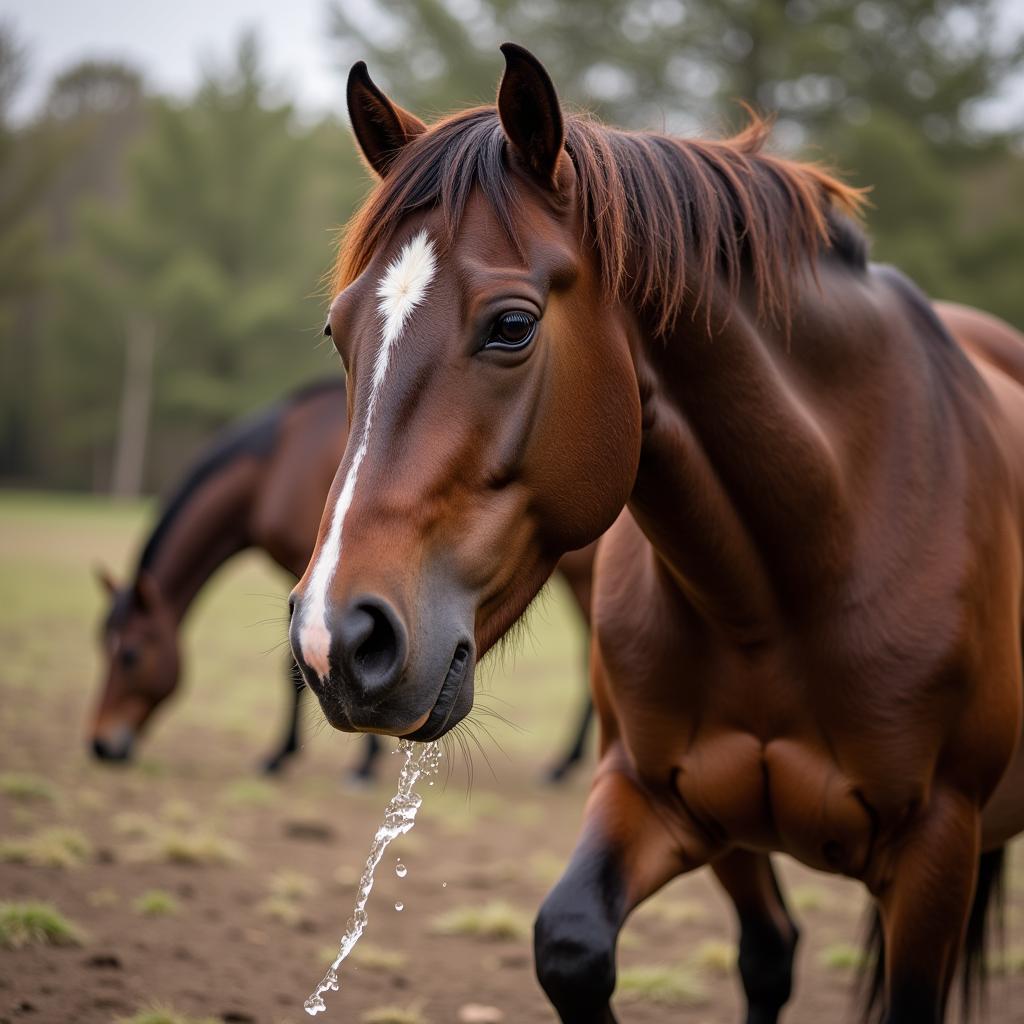 Horse Showing Signs of Trying to Vomit