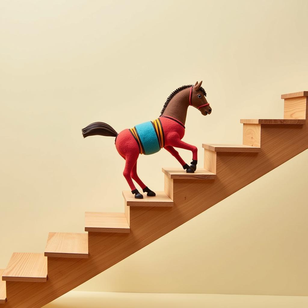 Horse slinky walking down stairs