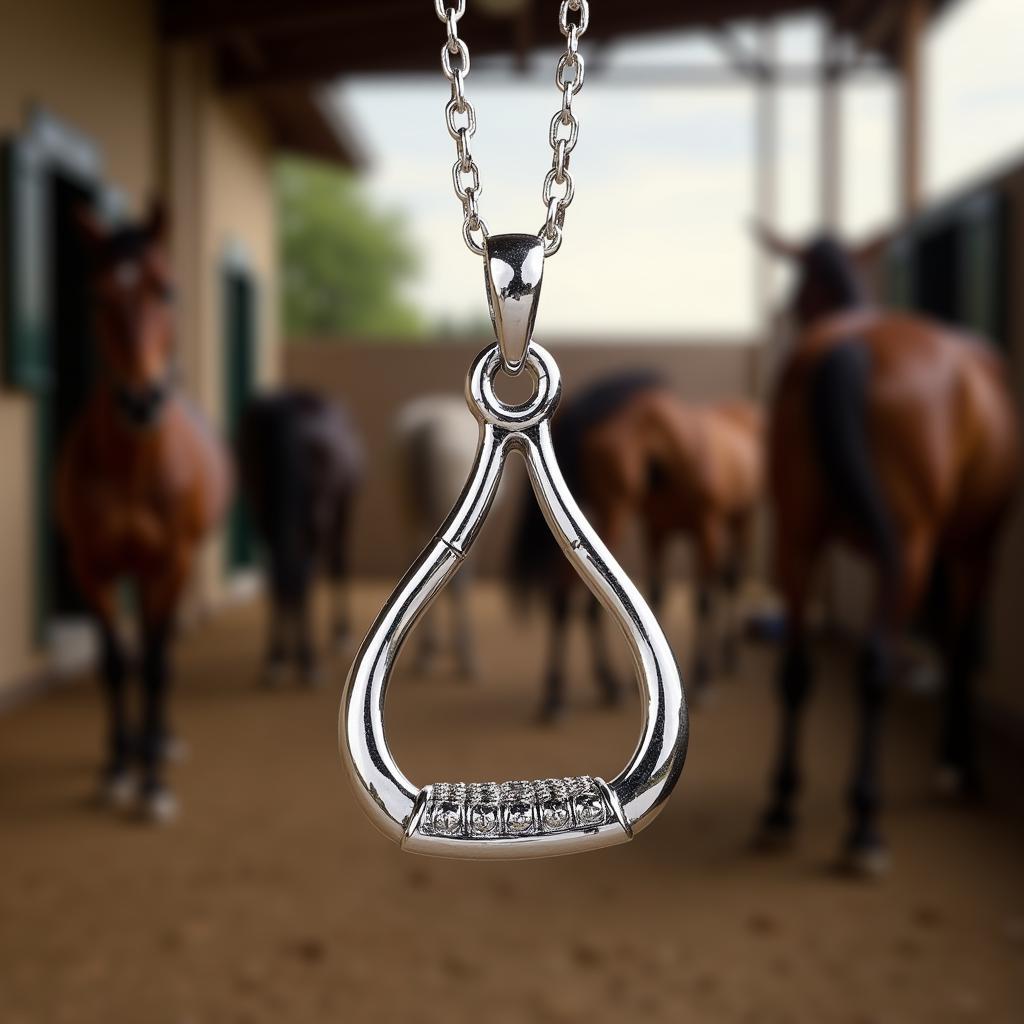 Silver Horse Stirrup Necklace Pendant