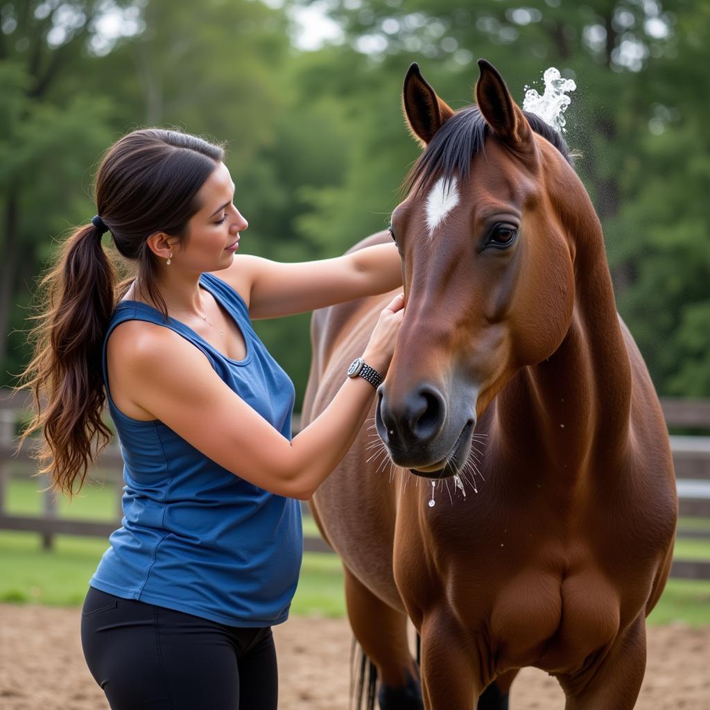 Horse Tail Treatment with Medicated Shampoo