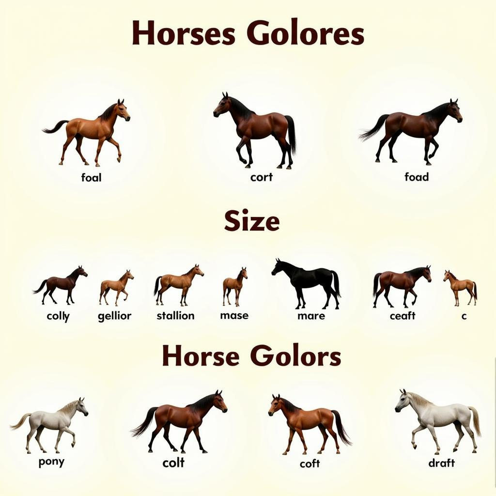 Chart illustrating different horse terms and characteristics.