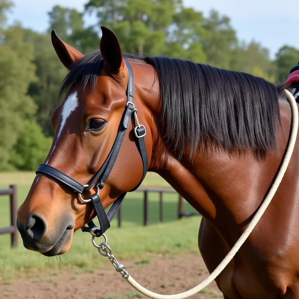 Horse Tied Safely to a Ring