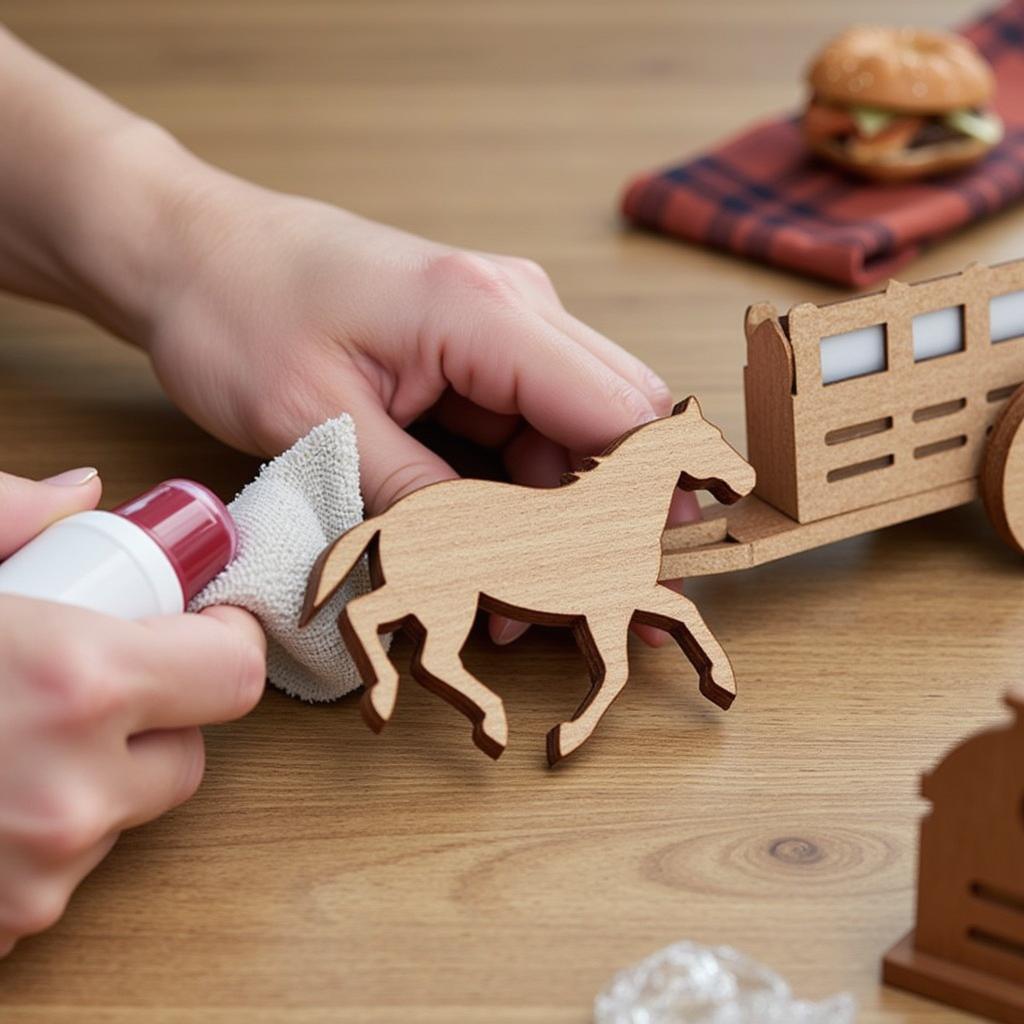 Cleaning a Wooden Horse Trailer Ornament