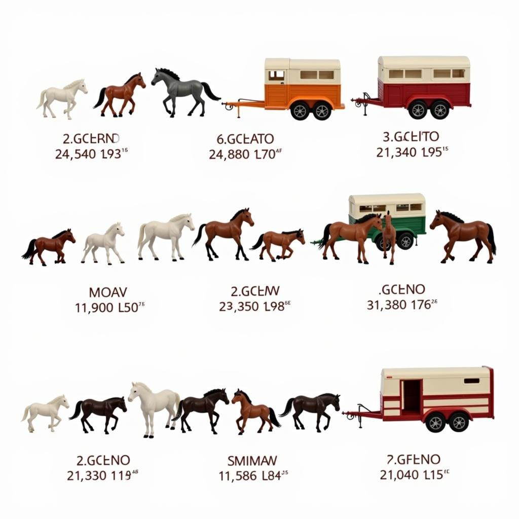 Different sizes of horse trailer toys