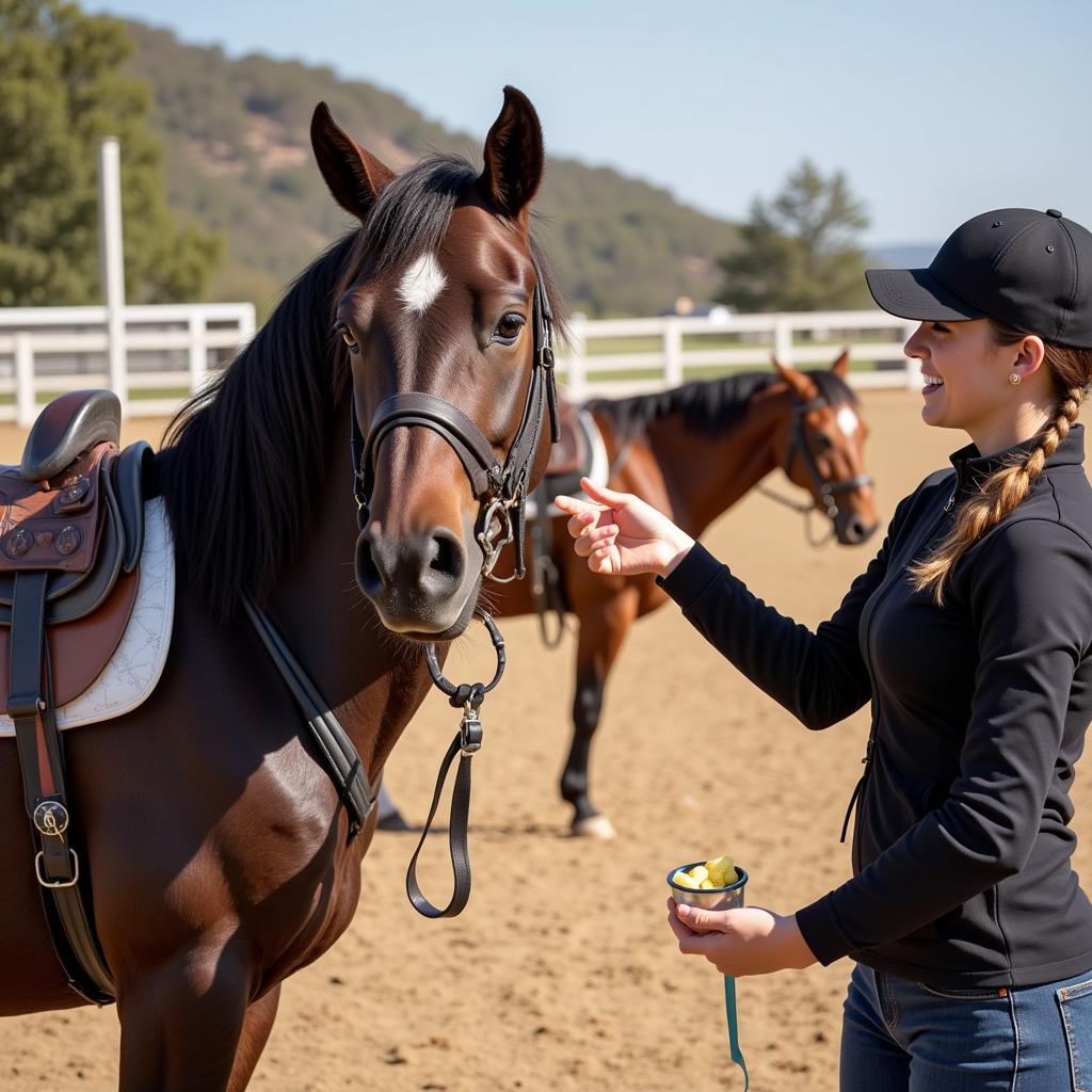 Horse Trainer Using Positive Reinforcement Techniques