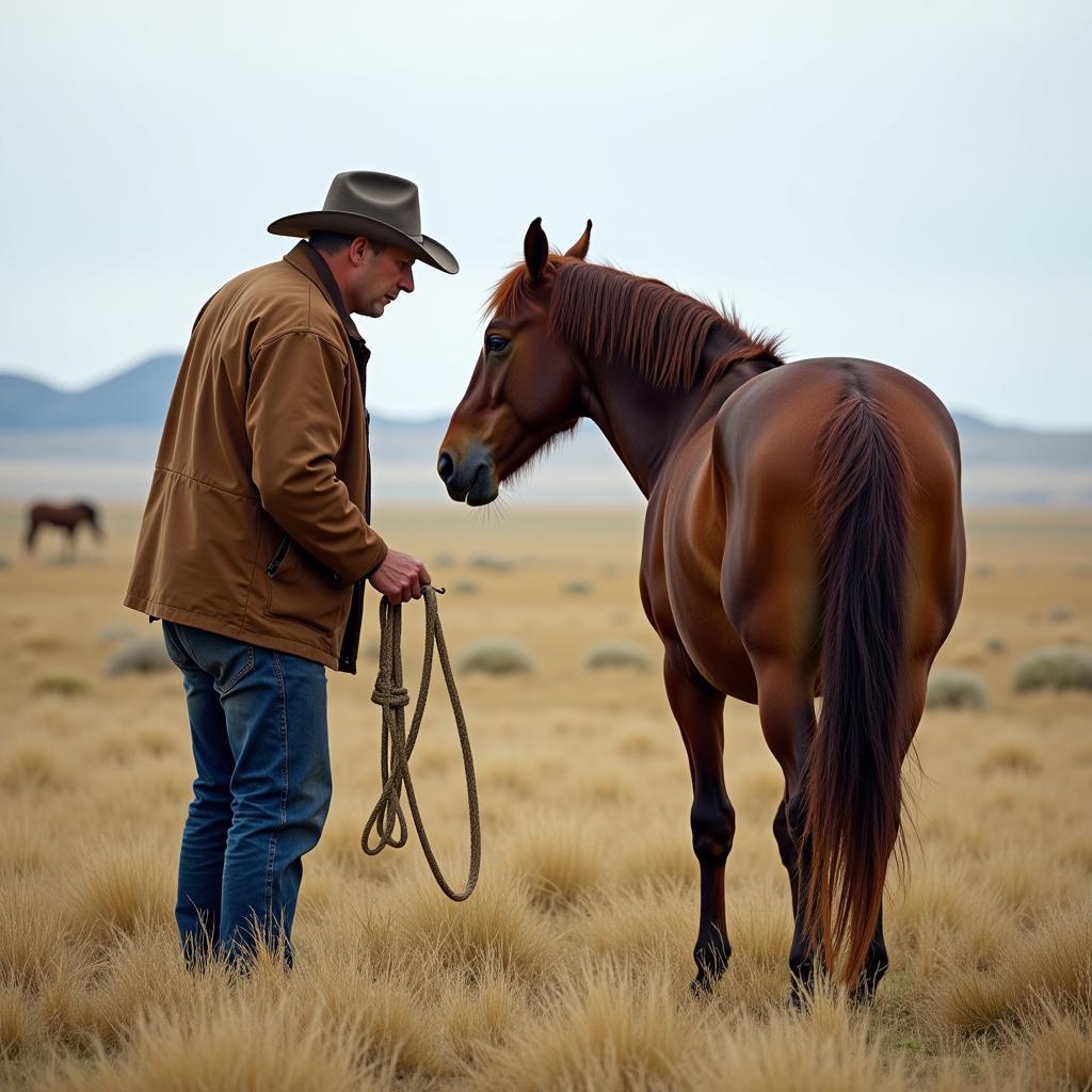 Horse Trapper Working with a Wild Horse