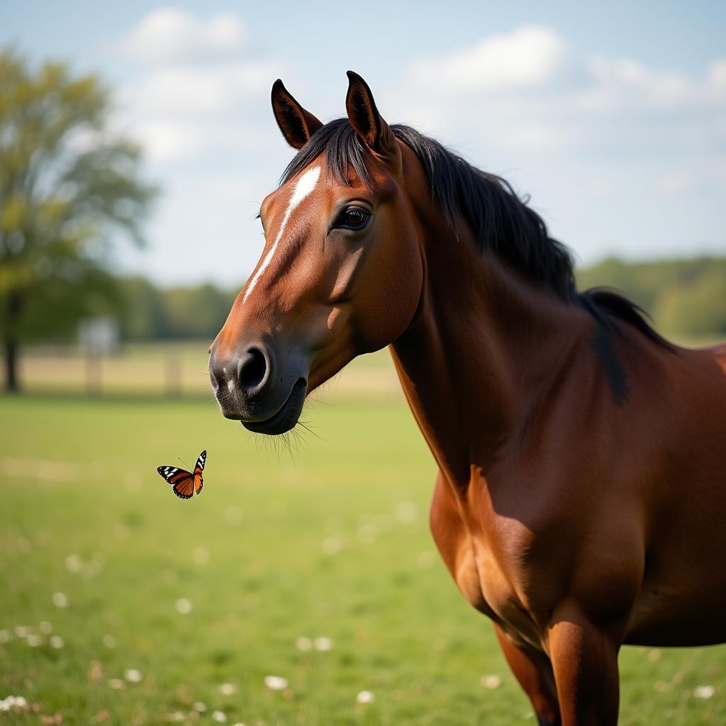 Horse Turning Head Out of Curiosity