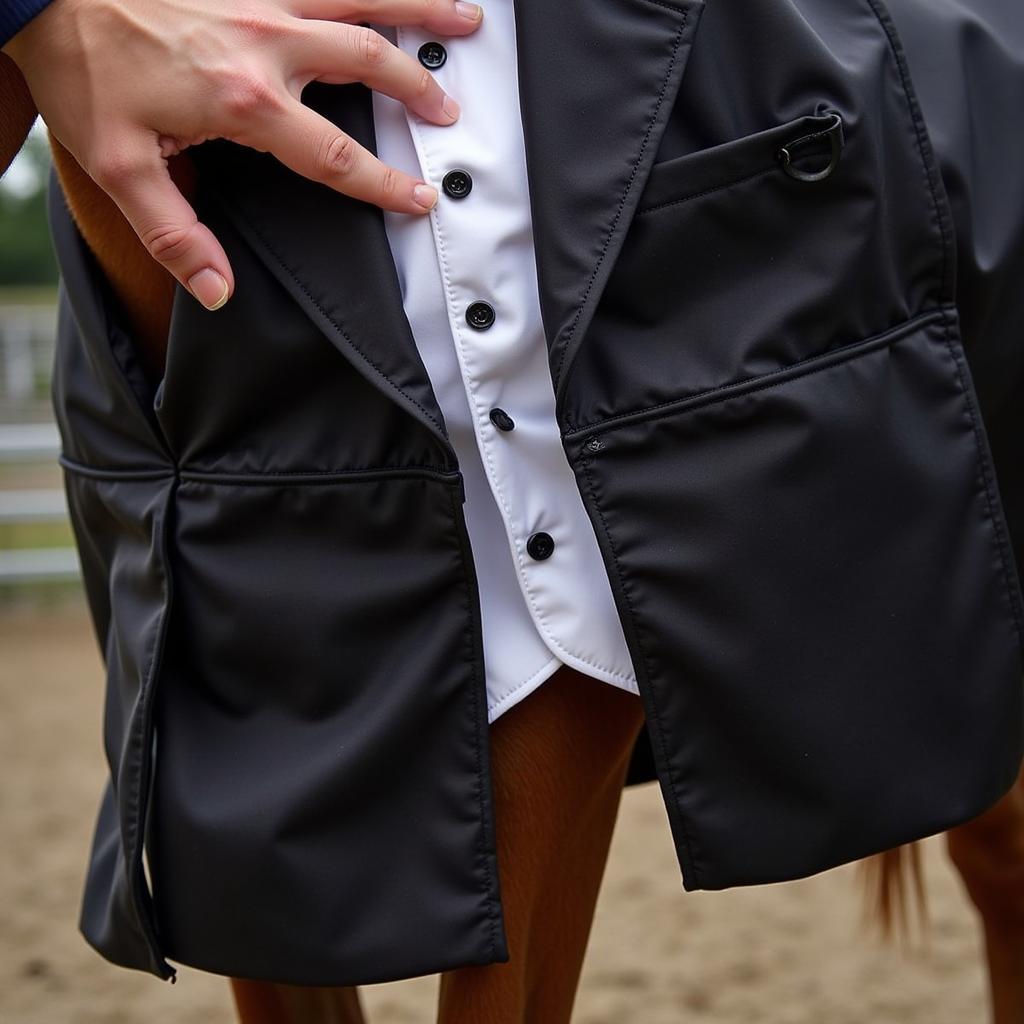 Checking Horse Tuxedo Costume for Safety