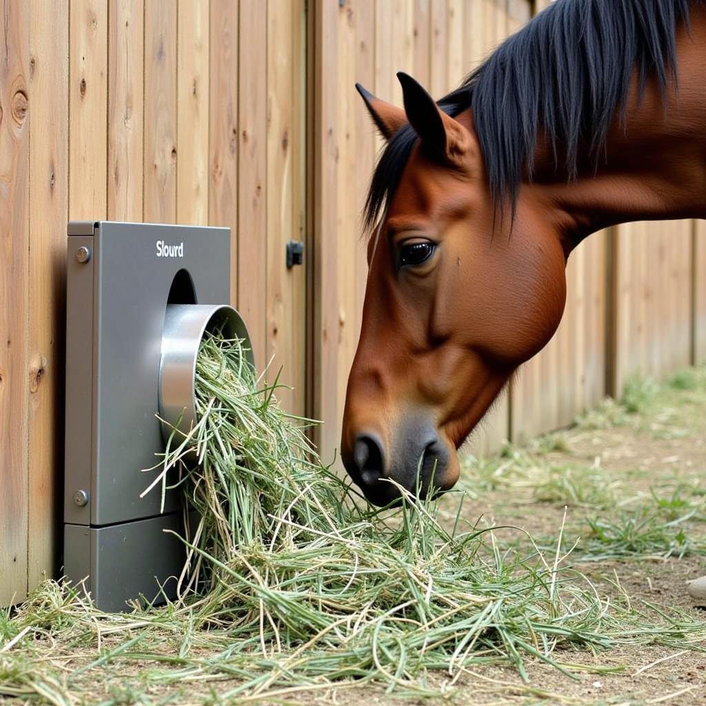 Horse Efficiently Eating from a Slow Feeder