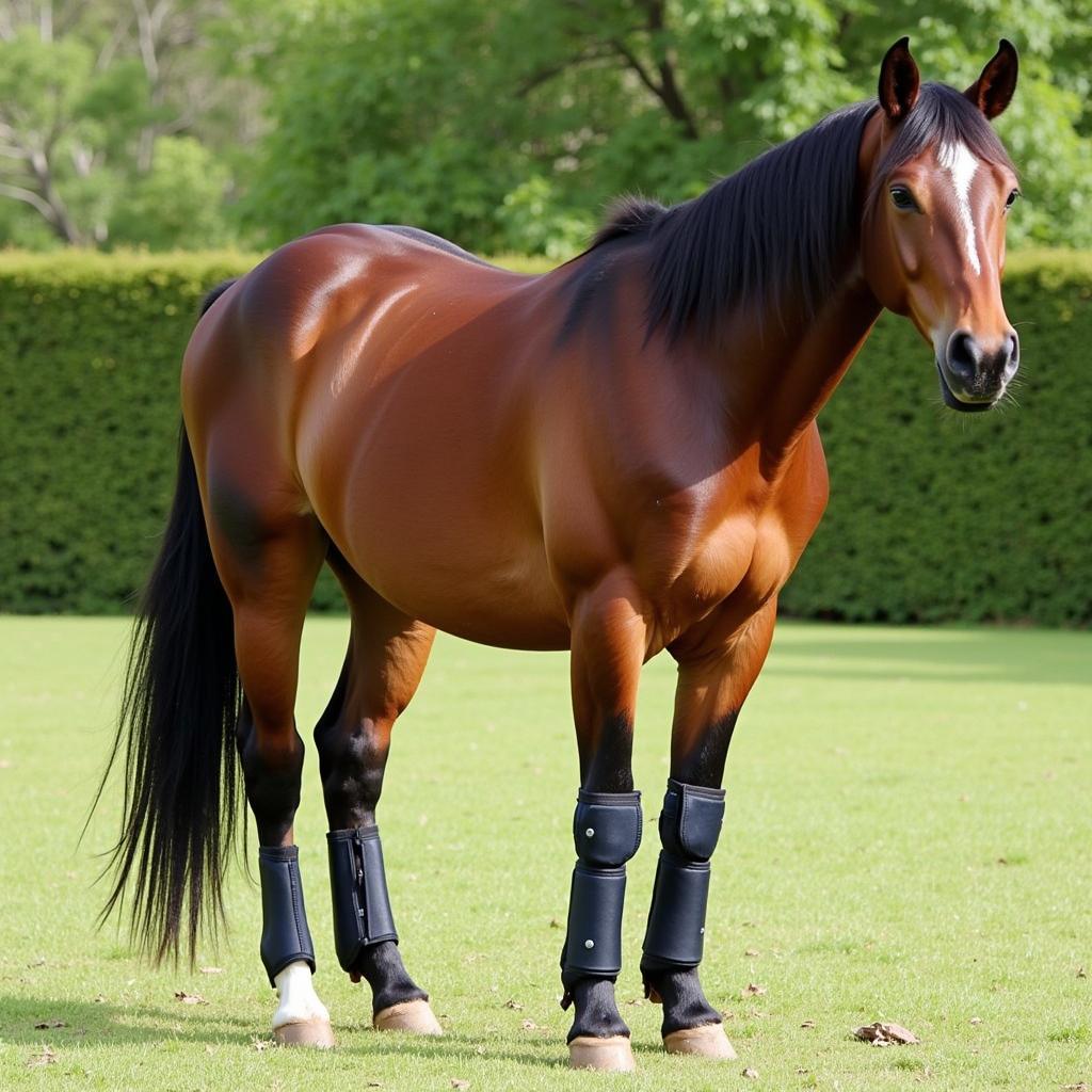 Horse Wearing 2xcool Boots in Paddock