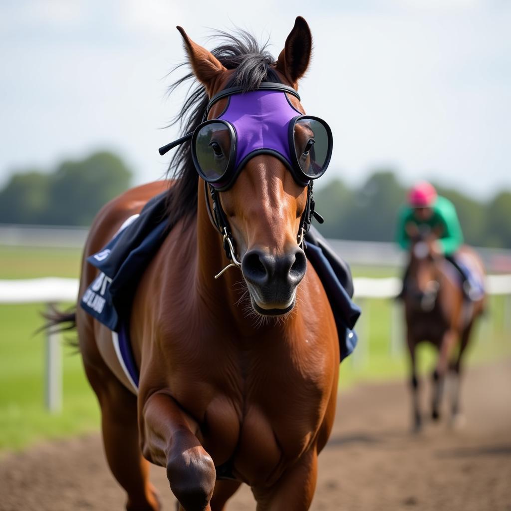 Horse with Blinkers Racing