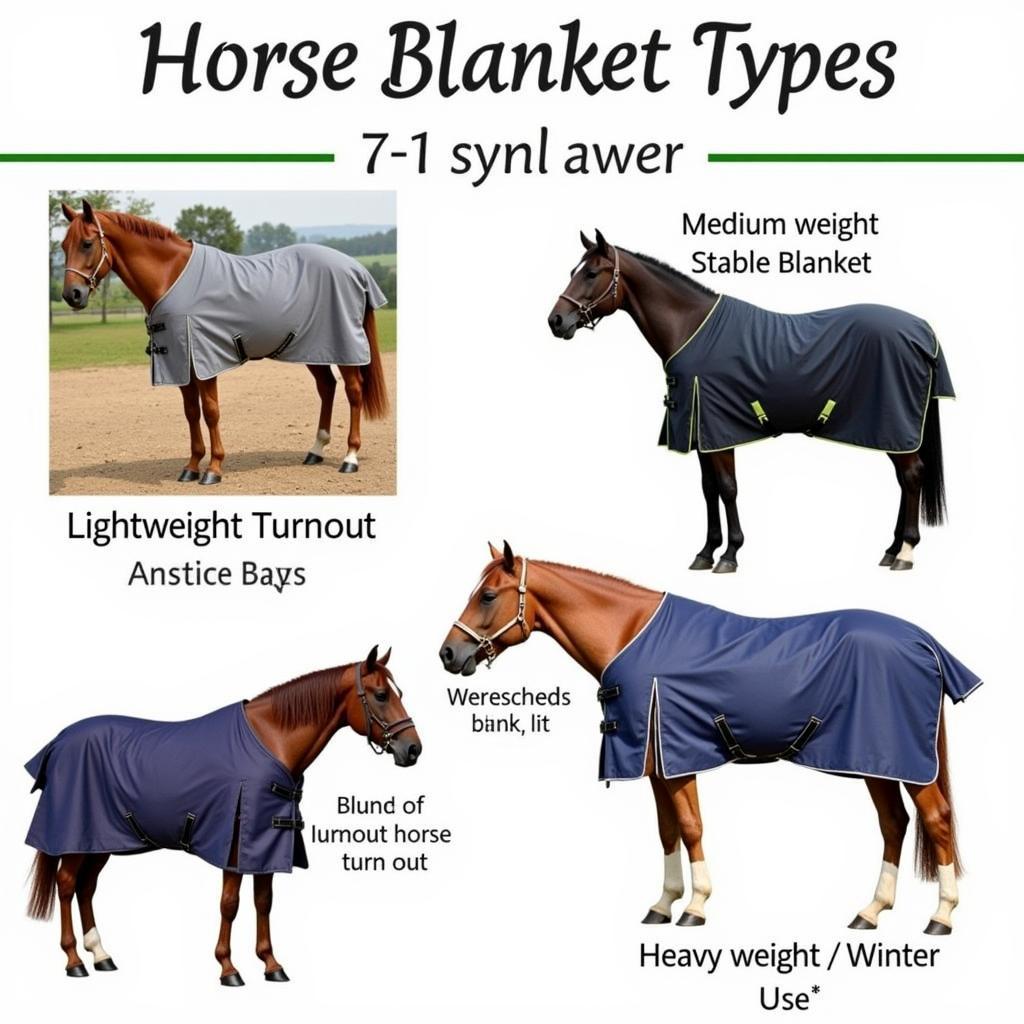 Horse Wearing Different Blankets