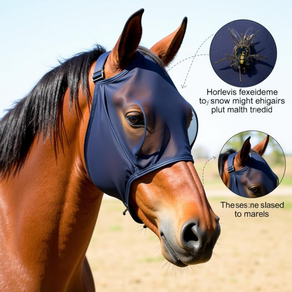 Horse Wearing a Fly Mask for Eye Protection