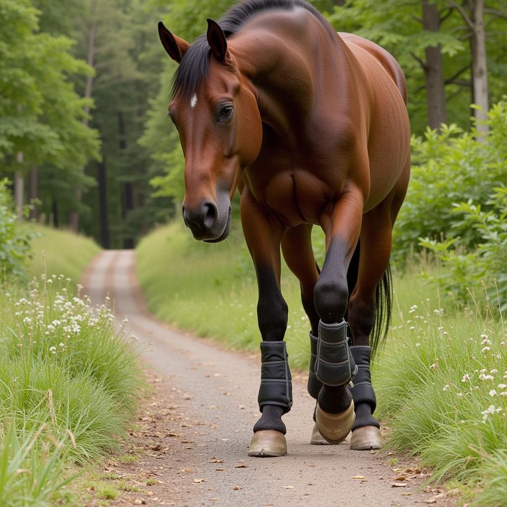 Horse Wearing Iconoclast Boots on Trail