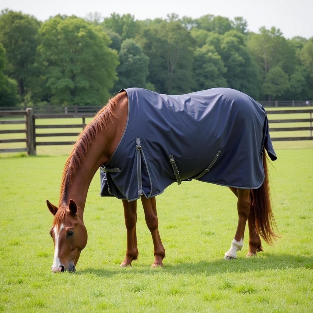 Horse Wearing Magnet Blanket in Paddock