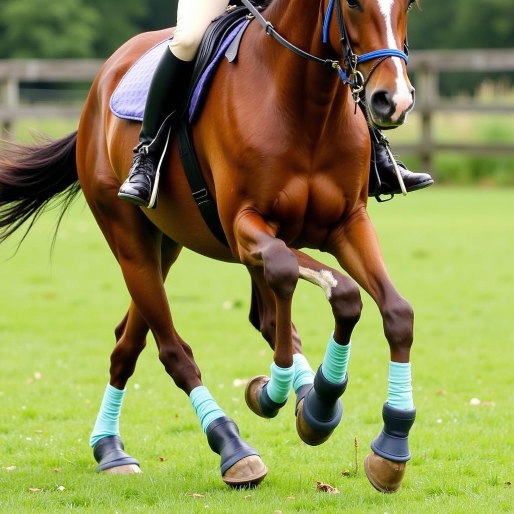 Horse Trotting with Plastic Shoes