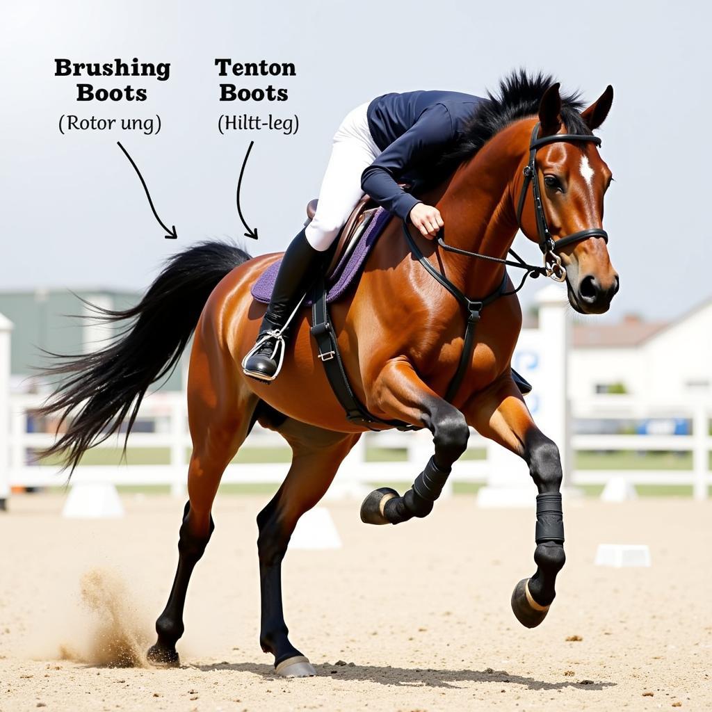 Horse Wearing Sport Boots During Jumping