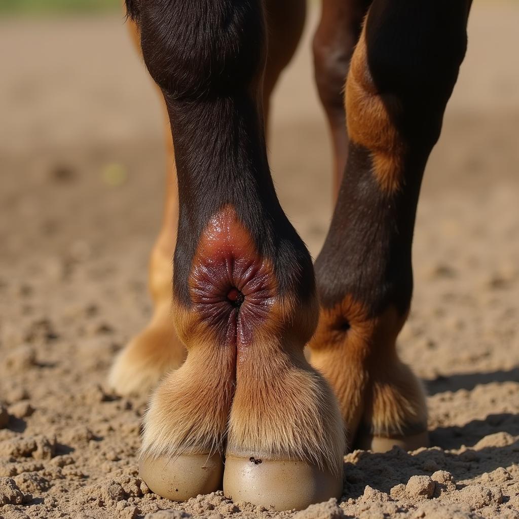 Horse with Foxtail Injury on its Leg