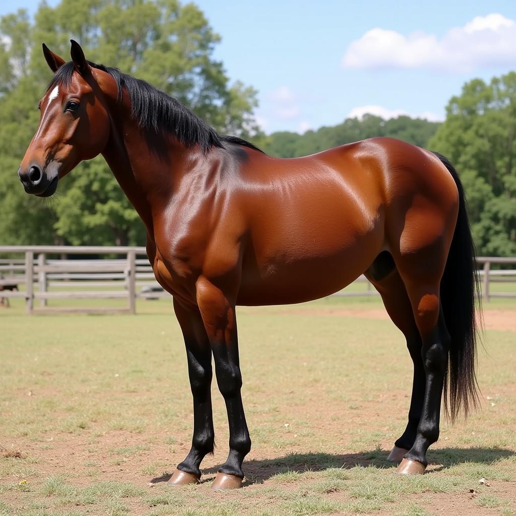 Horse with a Shiny Coat after Oil Treatment