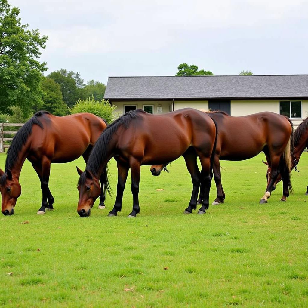 Horses in a Paddock at a Boarding Stable