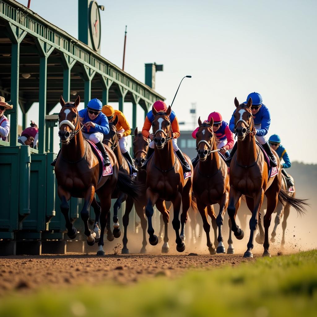 Thoroughbred Horses at the Starting Gate