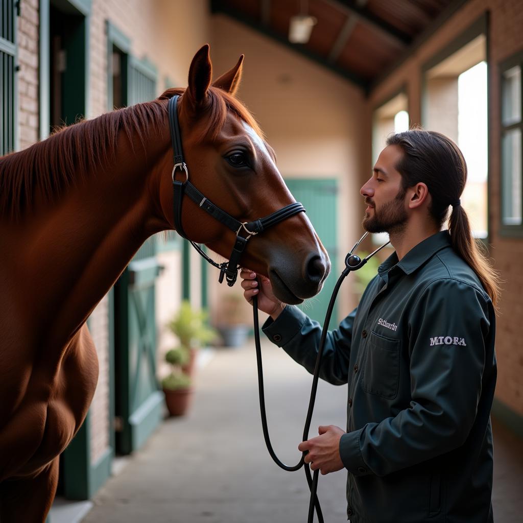 Veterinarian conducting a pre-purchase exam on a horse in Idaho