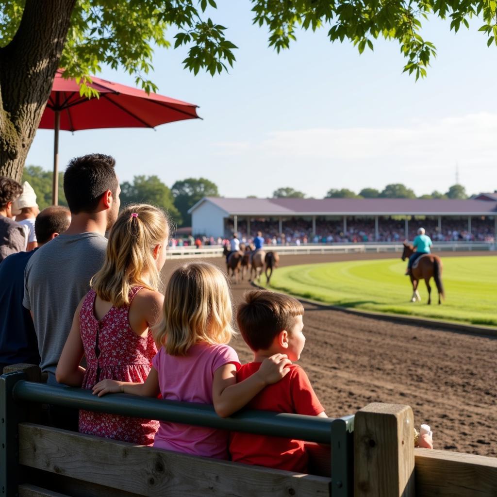 Families enjoying the Indiana State Fair horse races