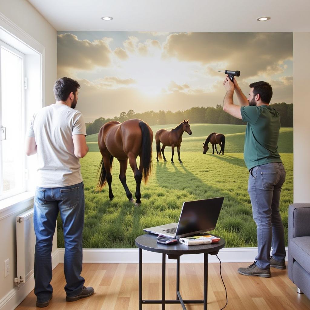 Professional Installation of Horse Wall Mural