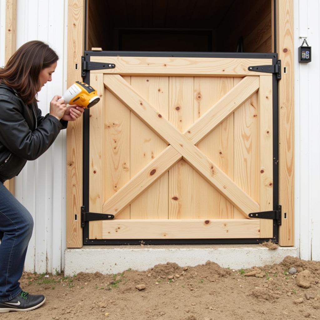 Installing Wooden Aisle Guard in Horse Stall