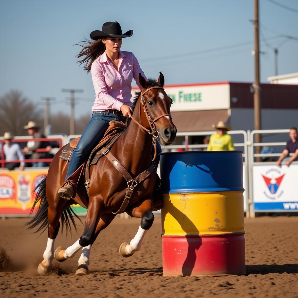 Barrel racing at the Iron Horse Rodeo