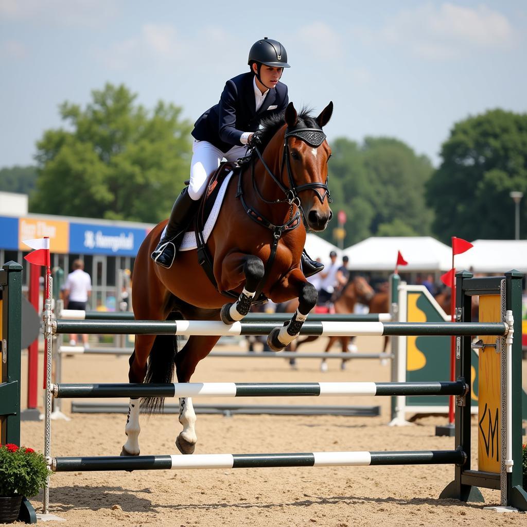 Equestrian jumping competition at a Kansas City horse show