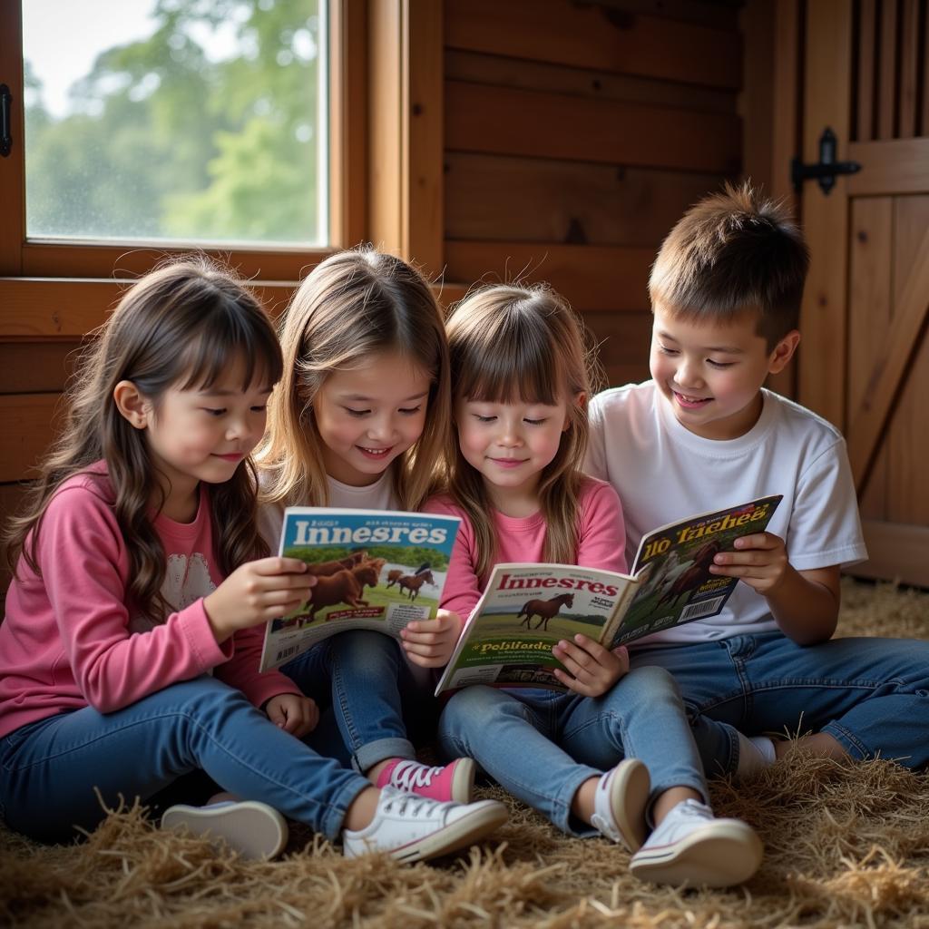 Kids Reading Horse Magazines