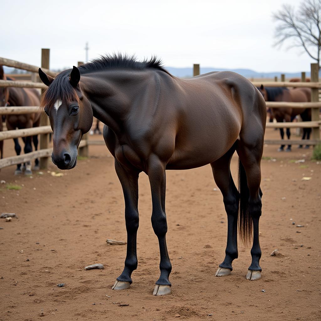 Horse Waiting for Rescue at a Kill Pen