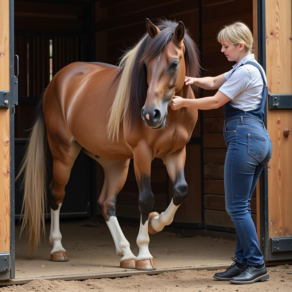 Grooming a Kinsky Horse