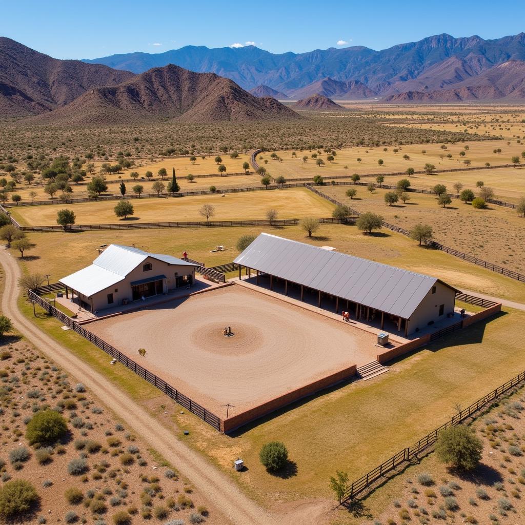 Aerial view of a horse property in Las Vegas, NV