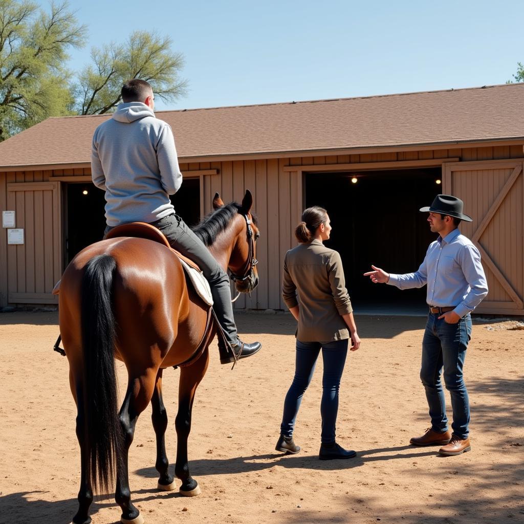 Real estate agent showing a horse property in Las Vegas