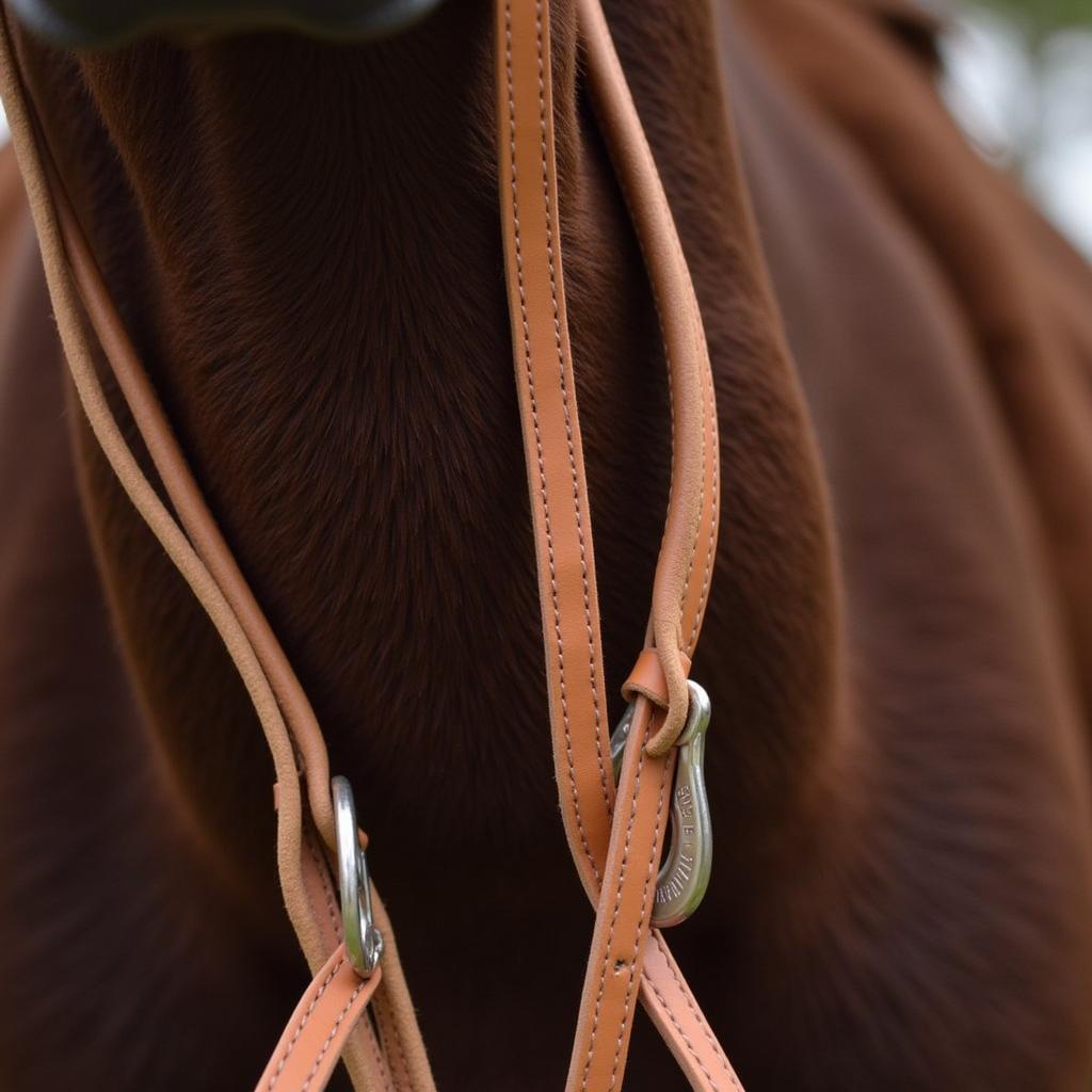 Close up of Leather Horse Reins