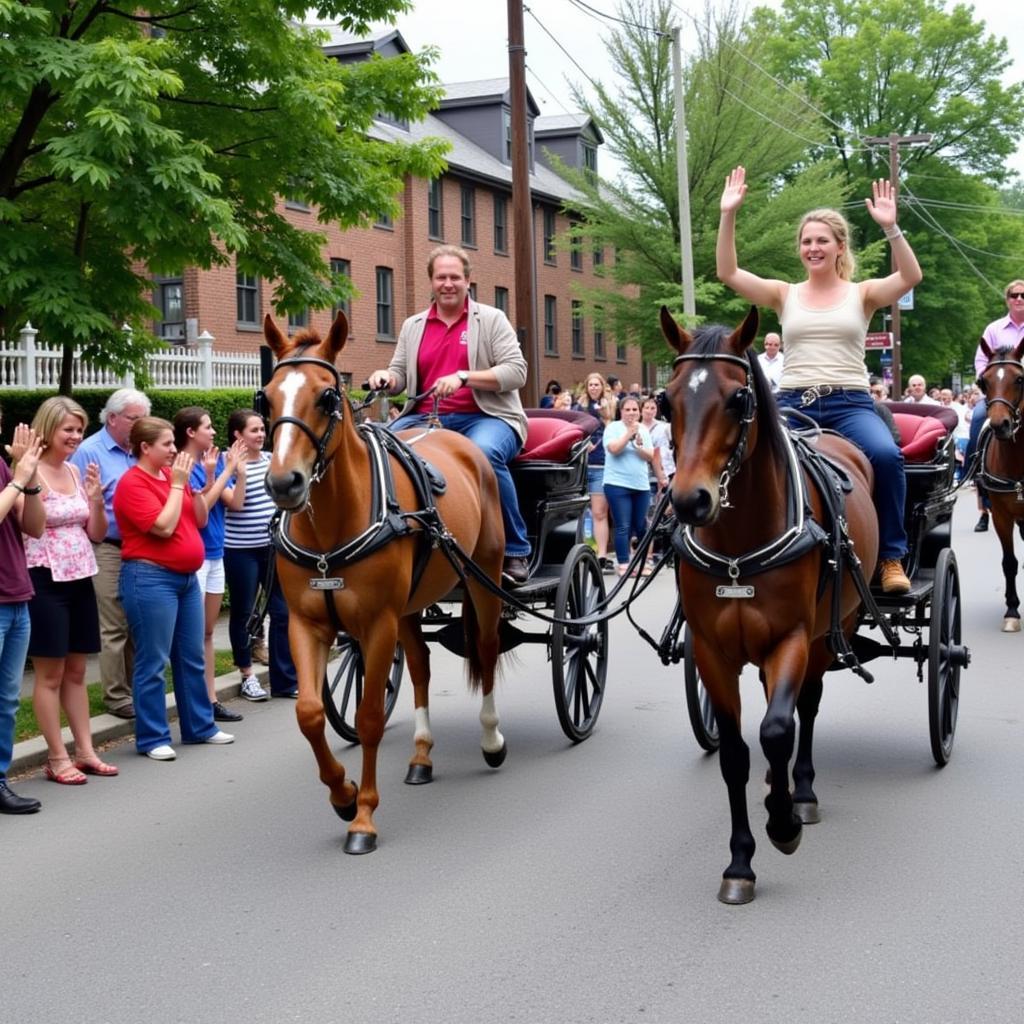 Lebanon Horse Drawn Carriage Parade Crowd Cheering