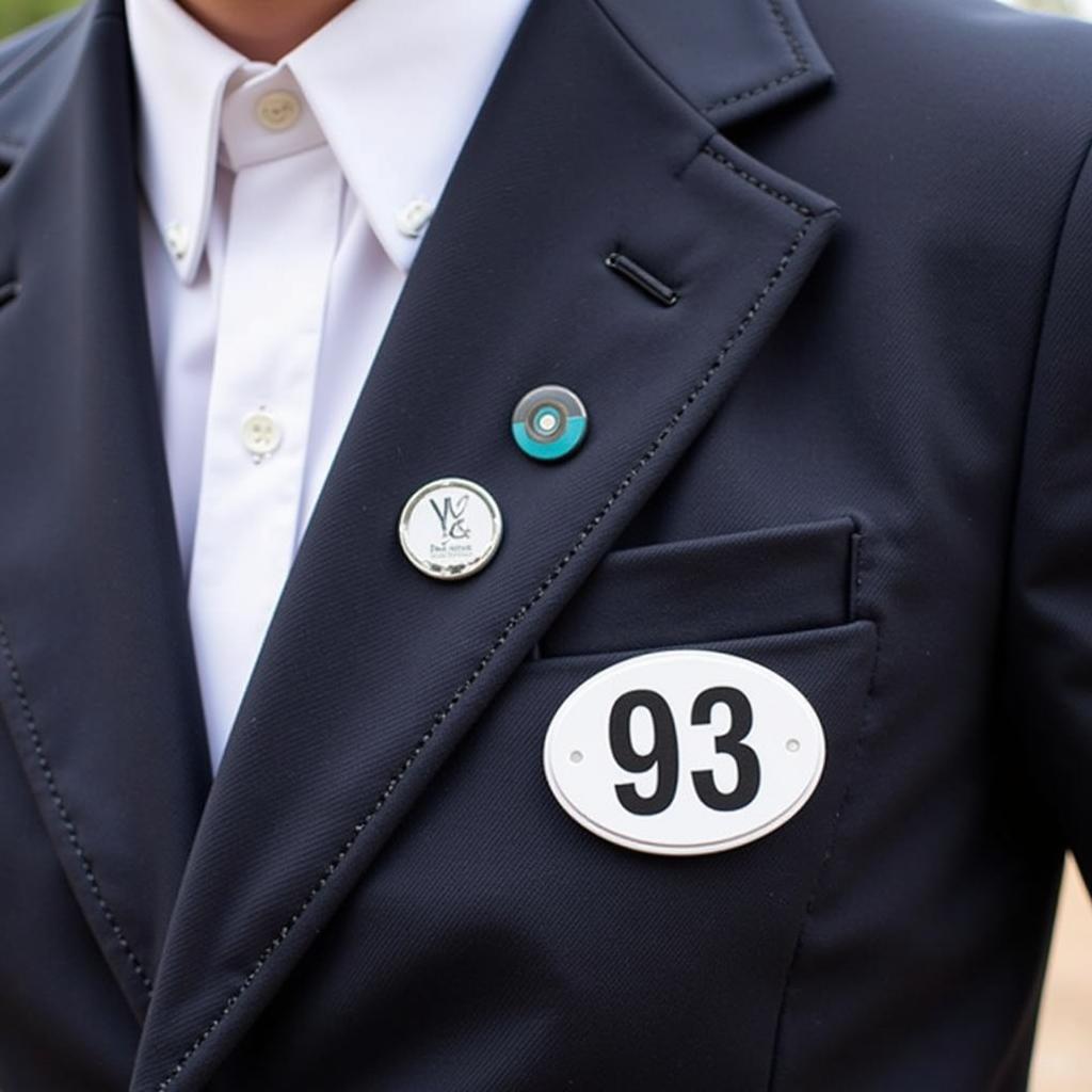 Magnetic Horse Show Number Holders on a Rider