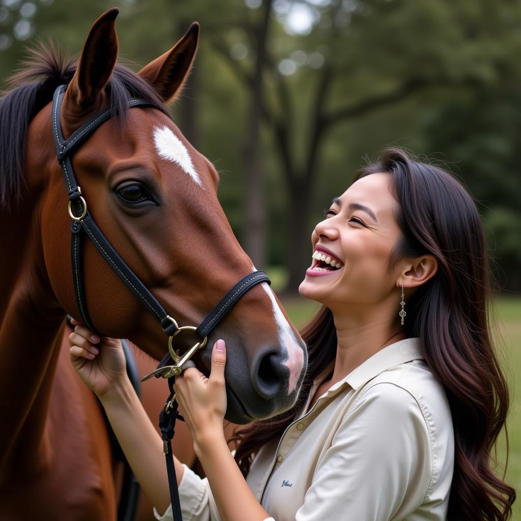 Mare and Owner Laughing Together