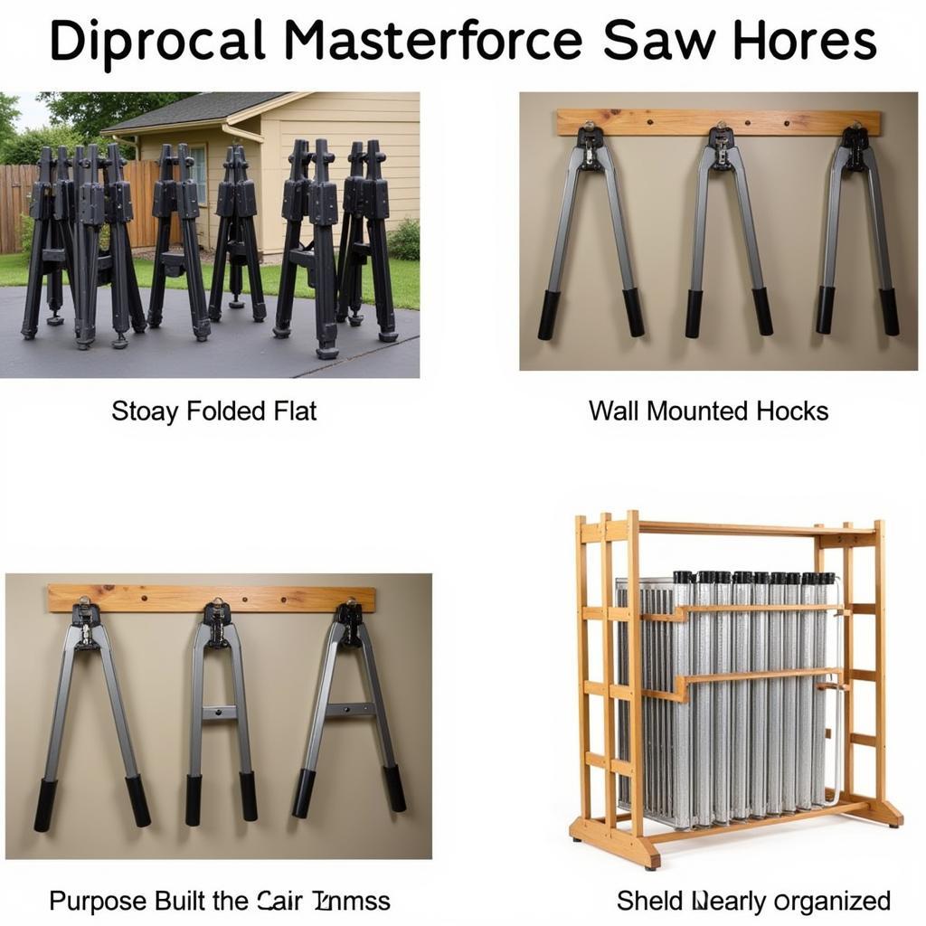 Various storage solutions for Masterforce saw horses