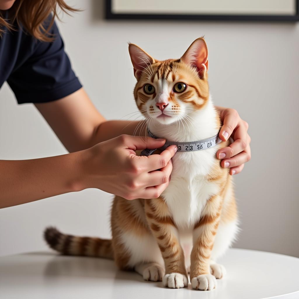 Measuring a cat for a horse costume