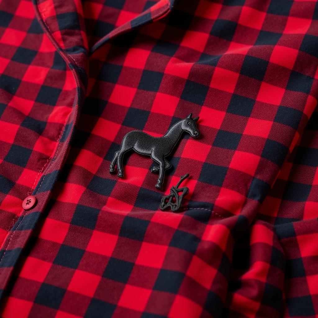 Men's horse pajamas in classic plaid with subtle horse embroidery